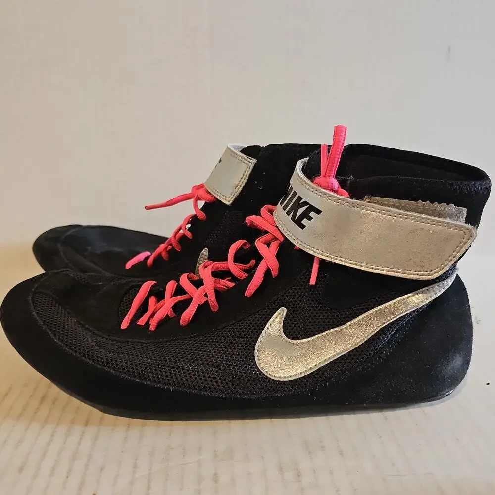 Nike Speedsweep 7 Wrestling Shoes Men Size 13 Black Silver Leather Mesh Boxing